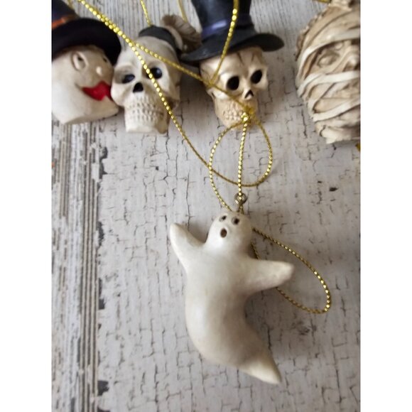 Mini Halloween ornament mummy cat skeleton tree spider ghost witch set lot - Picture 7 of 9